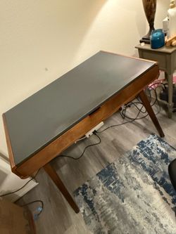 MCM Christopher Knight walnut wood desk with grey top