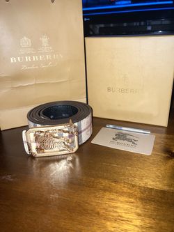 Burberry Gold belt buckle 3D prorsum knight Reversible 113cm