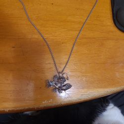 Stainless Steel Angler Fish Pendant With 18inch Chain