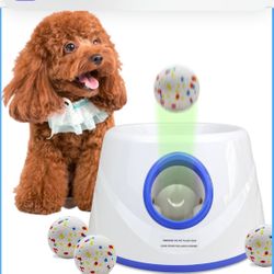 Automatic Dog Ball Launcher, Upgraded Dog Ball Throw Launcher, Adjustable Distance 20-45FT, for Small/Medium Dogs, with 3 2.3-inch ETPU Balls, Indoor 