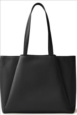 Apryl Vegan Leather Laptop Tote Bag Black Water-Resistant Padded Sleeve New