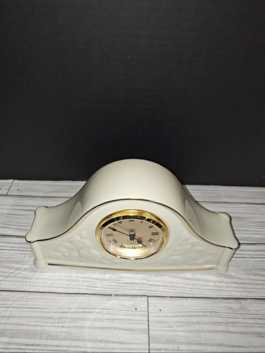 Lenox Fruits Of Life Mantle Quartz Clock Fine Ivory China Gold Trim Vintage 1993