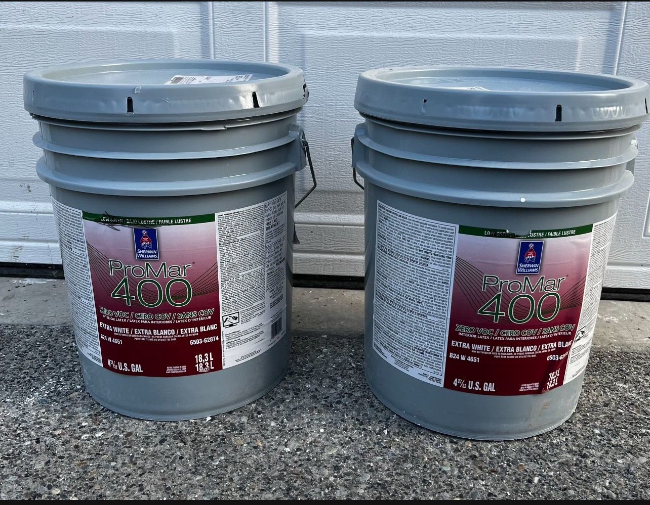 Interior Paint. Extra White. Egshell. Total 2 Buckets/ 10 Gallons 