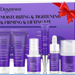 Skin Care Set,6Pcs Professional Womens Teens Tighten Lift Firm Skincare,Hydrate Anti-Aging Facial Routine Kit Travel Gift Set