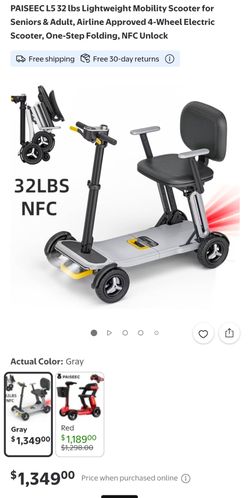 PAISEEC L5 Folding Electric Mobility Scooter – Gray