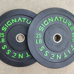 Signature Fitness 25lb 2" Olympic Green Letter Bumper Plate Weights