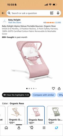 Baby Delight Bouncer in Organic Rose