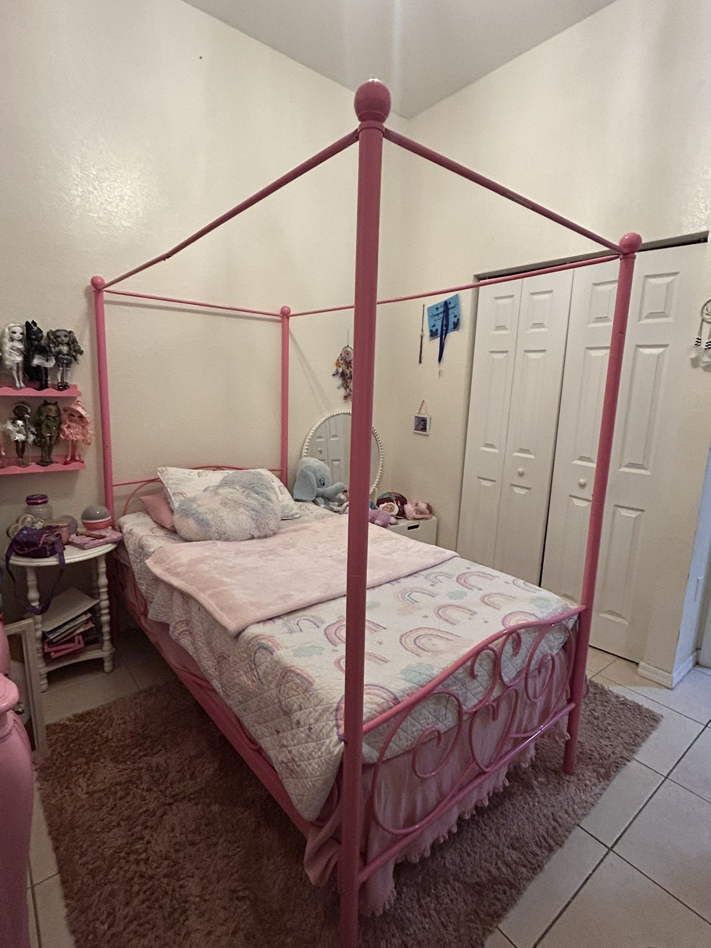 Pink Twin Canopy Bed