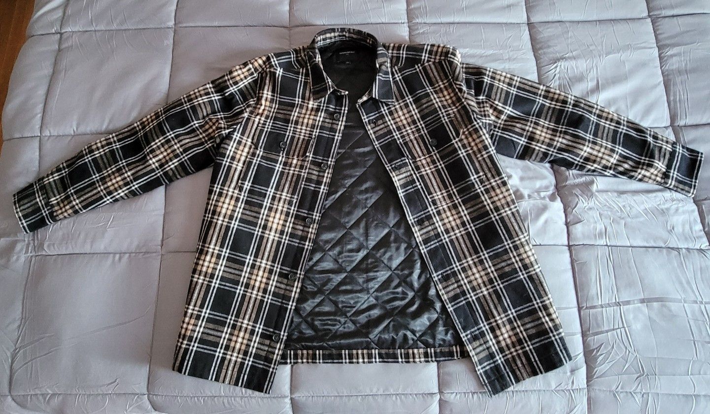 Banana Republic Quilted Black Plaid Shirt Jacket Brand New Never Worn