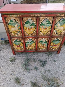 Handcrafted 19th century tibetian chest.