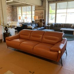 Saddle Rust Mod Leather Sofa