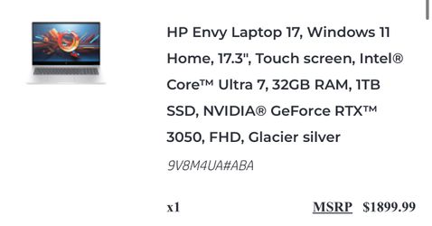 HP 17.3 inch laptop touch screen i7 32GB