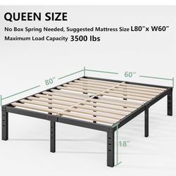 ✌️ Queen size Breezehome Metal Bed Frame with Sturdy Wood Slats No Box Spring Needed