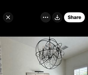 Black wrought iron crystal orb chandelier