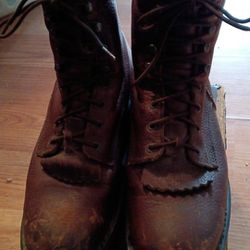 ROCKY-brown leather lace up steel toe boots
