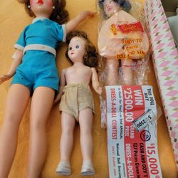 Vintage Small Plastic Dolls (3)  & Accesories