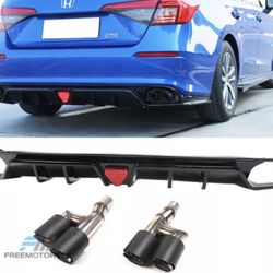 Fit 22-23 Honda Civic Sedan 4-Door IKON PP Rear Bumper Diffuser - Gloss Black