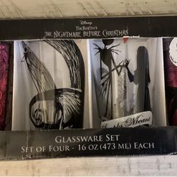 Tim Burtons Nightmare Before Christmas (set Of 4) 16 Oz Glasses