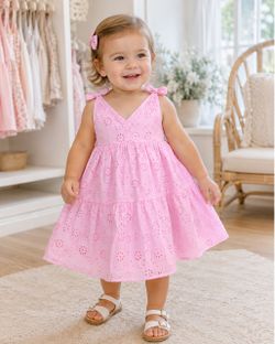Pink Eyelet Toddler Girl Dress
