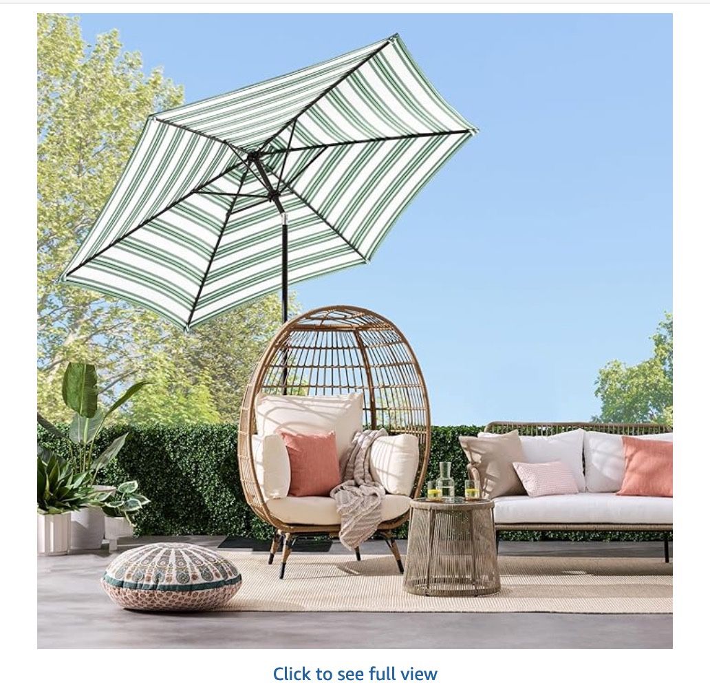10ft steel market outdoor patio umbrella Best Choice Products w/ Crank, Tilt Push Button, 6 Ribs duty frame with six steel ribs Best Choice Products 10ft Outdoor