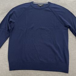 Banana Republic Italian Merino Wool Navy Blue Crew Pullover Sweater Men's L