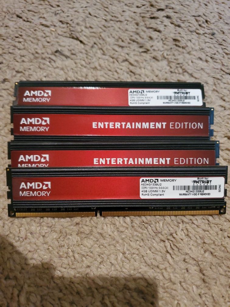 AMD Memory Entertainment Edition 16GB DDR3 1333 (PC3 10600) 240-Pin, SDRAM - AE34G1339U2
