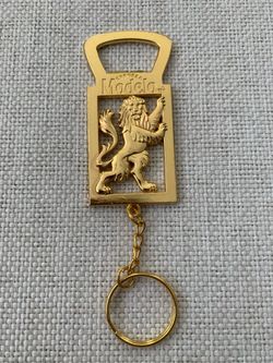 Modelo Gold Lion Bottle Opener Keychain