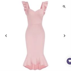 Pink Sweetheart Neck Bodycon Mermaid Dress 