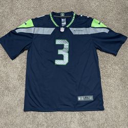 Seattle Seahawks Jersey Extra Large Navy Blue On Filed #3 Russell Wilson NFL
