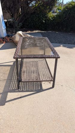 Outdoor patio glass coffee table with cover