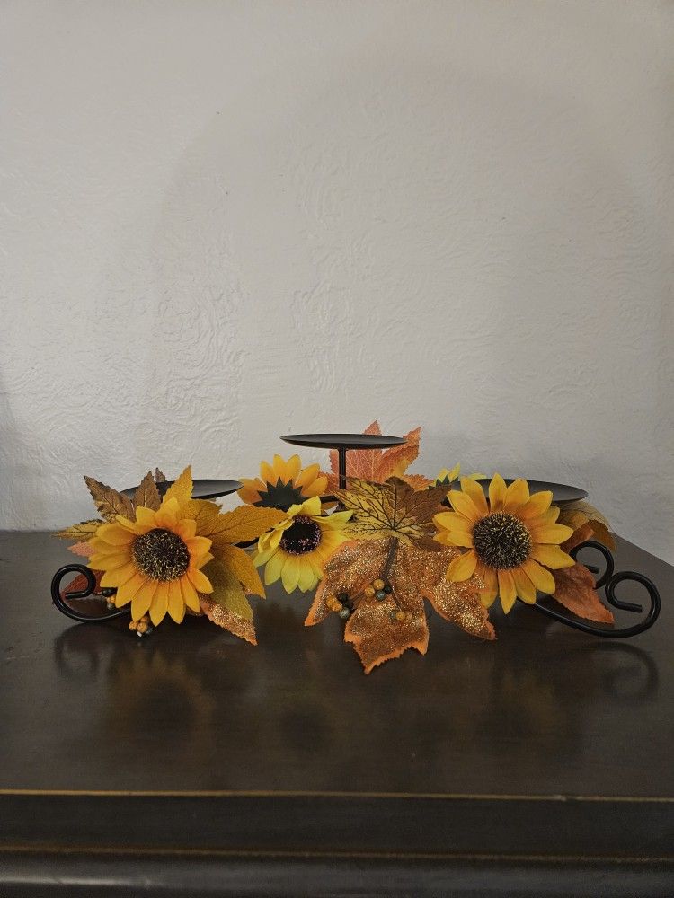 Autumn Fall Harvest Thanksgiving Candle Holder Centerpiece