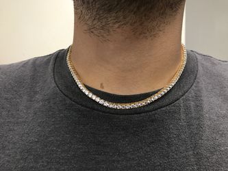 Iced out tennis choker necklace 18 in 4 mm