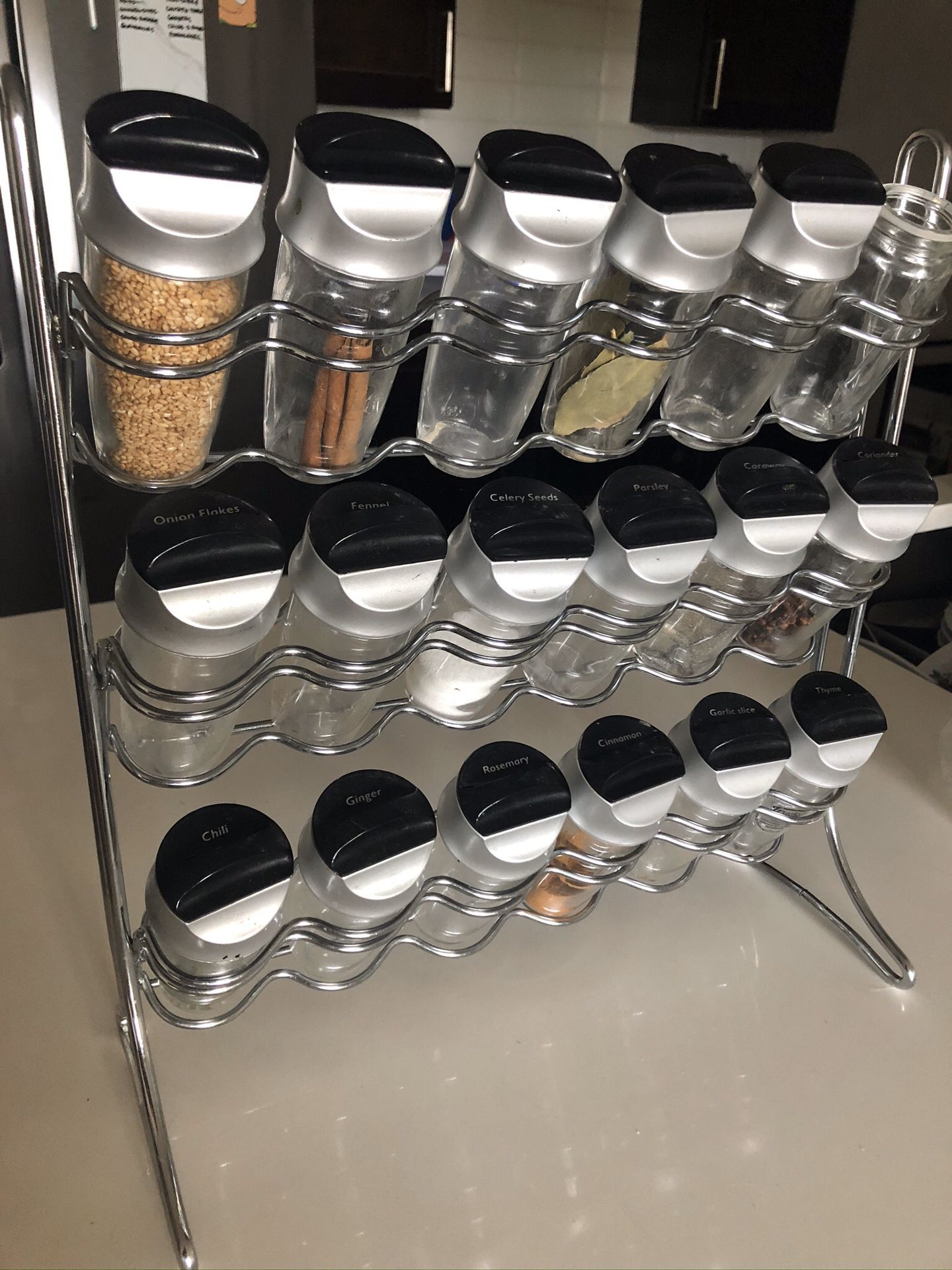 $12 for 18- jar Spice Rack with Labels (one top missing atm)