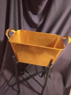 Gold Metal Tub with Handles