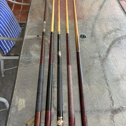 Assorted Billiard Cue Sticks Lot Of 5