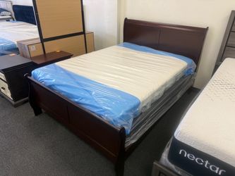Cherry Wood Sleigh Bed Frame