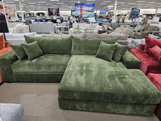 💚NEW GREEN OVERSIZED SECTIONAL Chaise Living Room Sofa 💥$10 Down💥NO CREDIT
