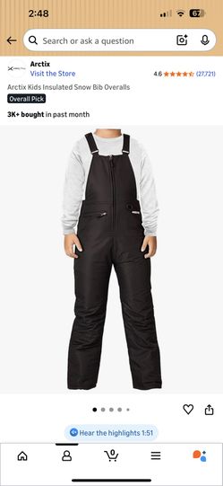 Brand New: Arctix Kids Insulated Snow Bib Overalls (Snow Suit)