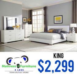 Felicity 5-Piece King Bedroom Set White High Gloss