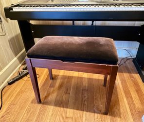 Walnut Piano Bench with Velour Cushion