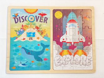 2 Wooden Jigsaw Puzzles - For Kids