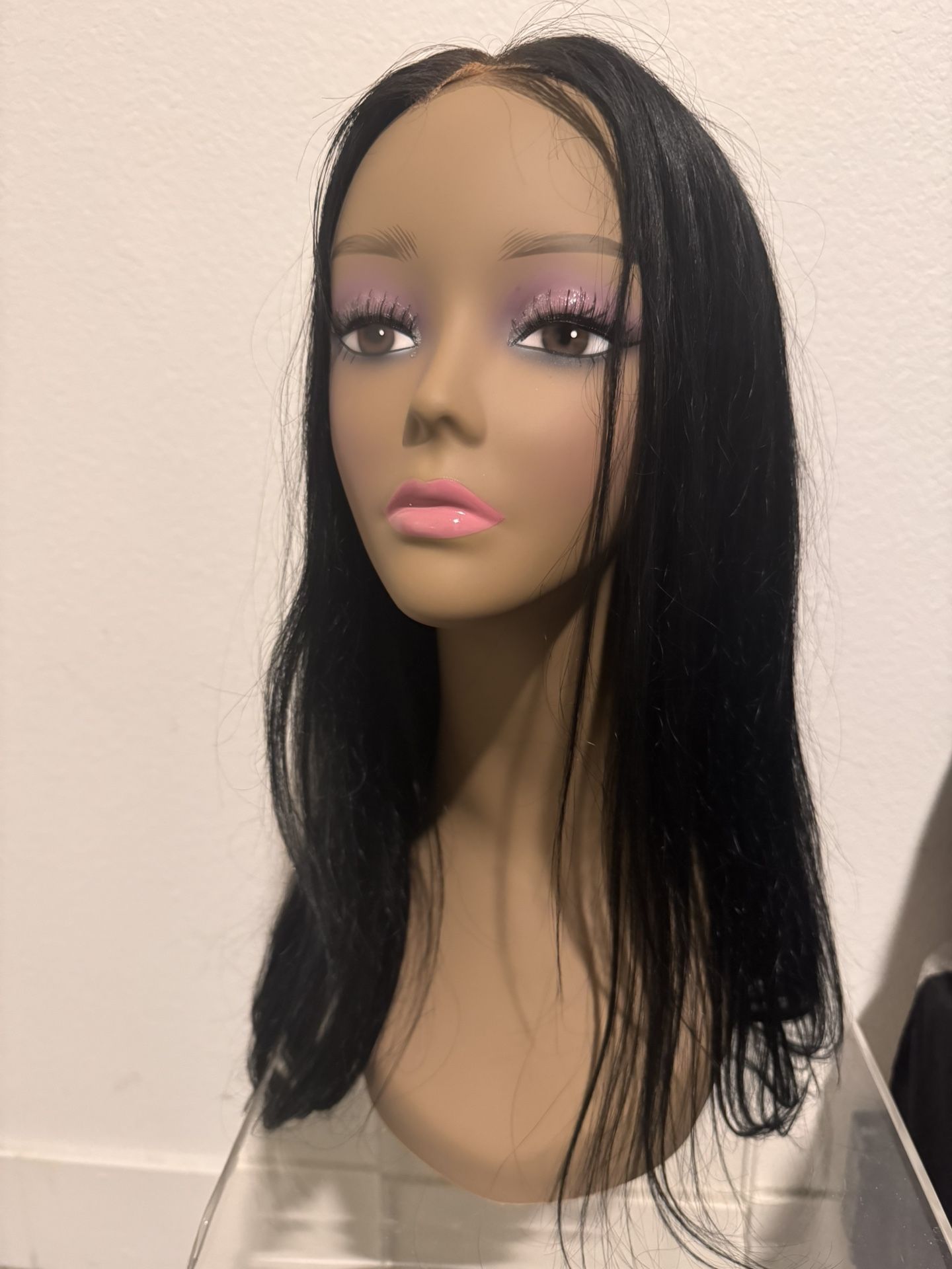 Jet Black Human Hair Wig 2X6 Closure