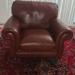 Oversized Brown Leather Couch