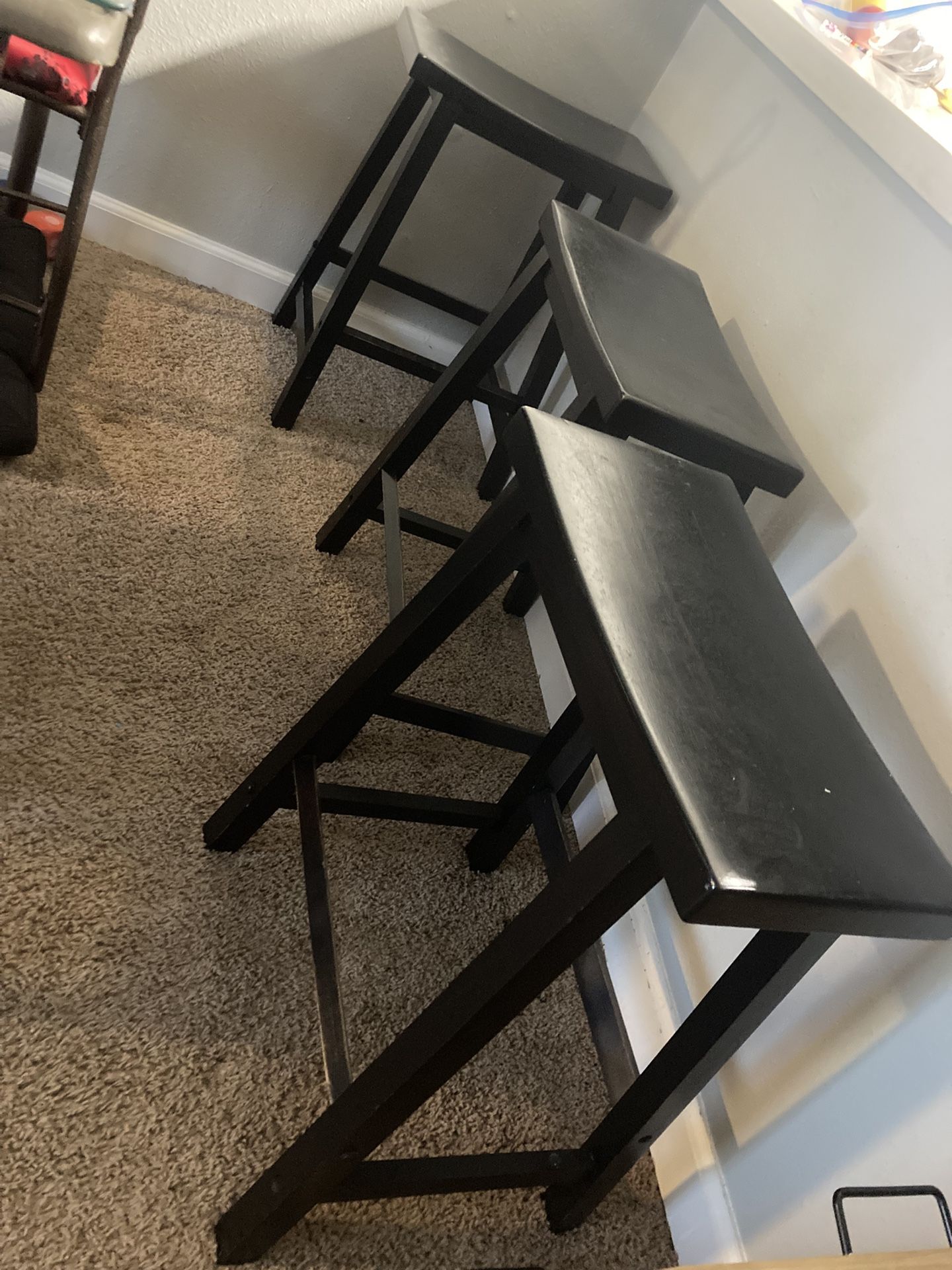 3 Wooden Bar Stools