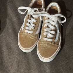 Kids New Never Wore Size 1Y  Gold Sparkling Glitter Vans 