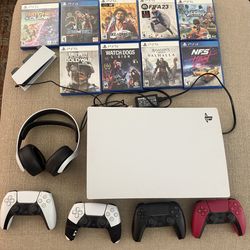 PS5 console + controllers + headset + games