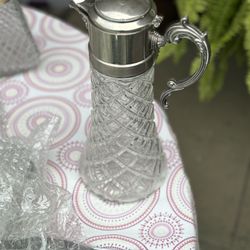 Antique Glass/Silver Flask 