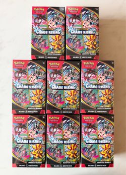 Chaos Rising Booster Bundle Pokemon TCG Card Game Box Packs ETB Rare Heroes Prismatic Mega Destined Surging Black White OP One Piece Promo Gift PSA