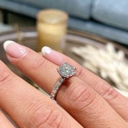 NEW! 2CT. Round Brilliant, Certified Moissanite Gemstone Engagement Ring, Please See Details 🌹