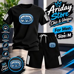 Men's Black Rhino Graphic T-Shirt and Shorts Set